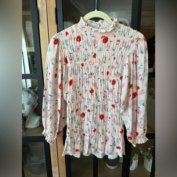 Samsøe Samsoe Sarami Garden Blouse top long sleeve high neck smock floral ruffle - Picture 9 of 10